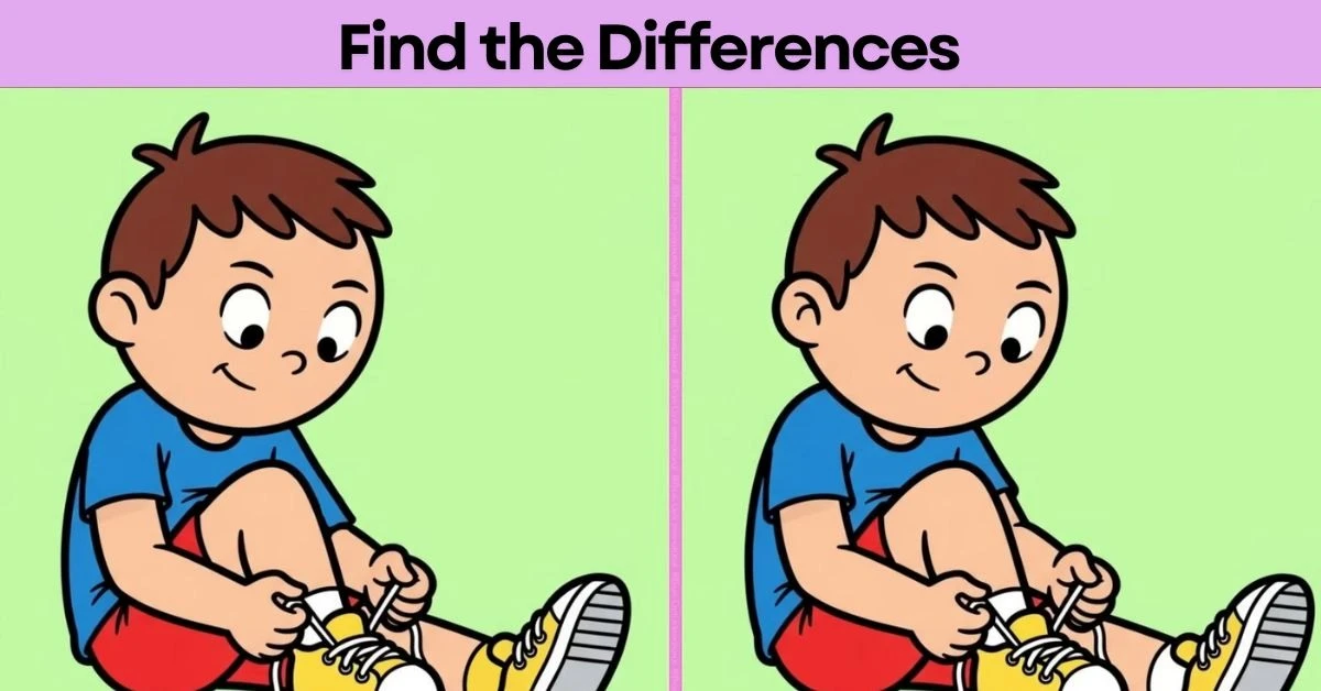 spot the differences boy tying shoelaces