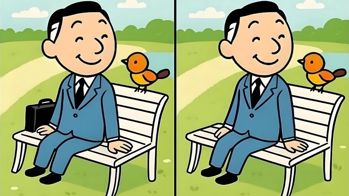 Spot the differences man sitting on bench